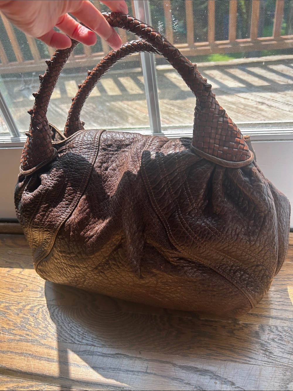 Fendi Spy bag Braided-Trim Brown Leather Shoulder Bag with Gold Hardware - Picture 3 of 11